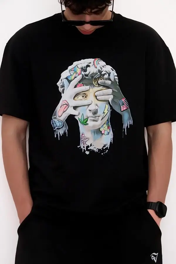 Black Regular Fit T-Shirt –  Double Art Edition - Image 2